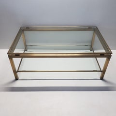 Brass Rectangular 2-Tiers Coffee Table by Ben Demmers Design, 1980s