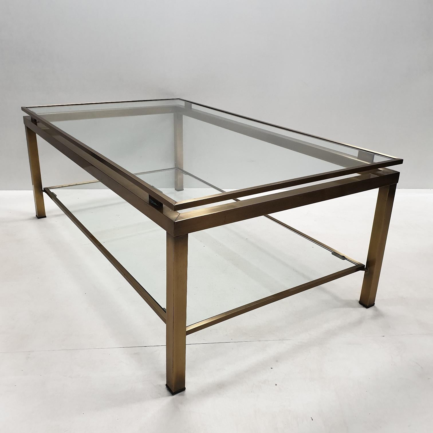 Brass Rectangular 2-Tiers Coffee Table by Ben Demmers for BD Design, 1980s For Sale 2