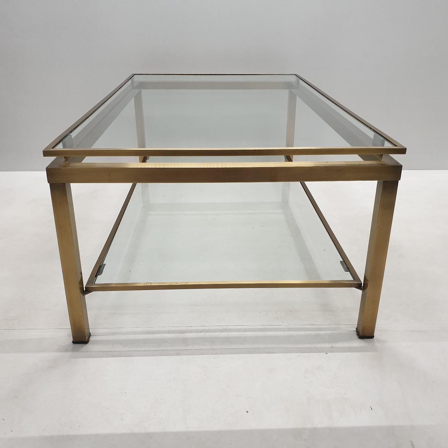 Hollywood Regency Brass Rectangular 2-Tiers Coffee Table by Ben Demmers for BD Design, 1980s For Sale
