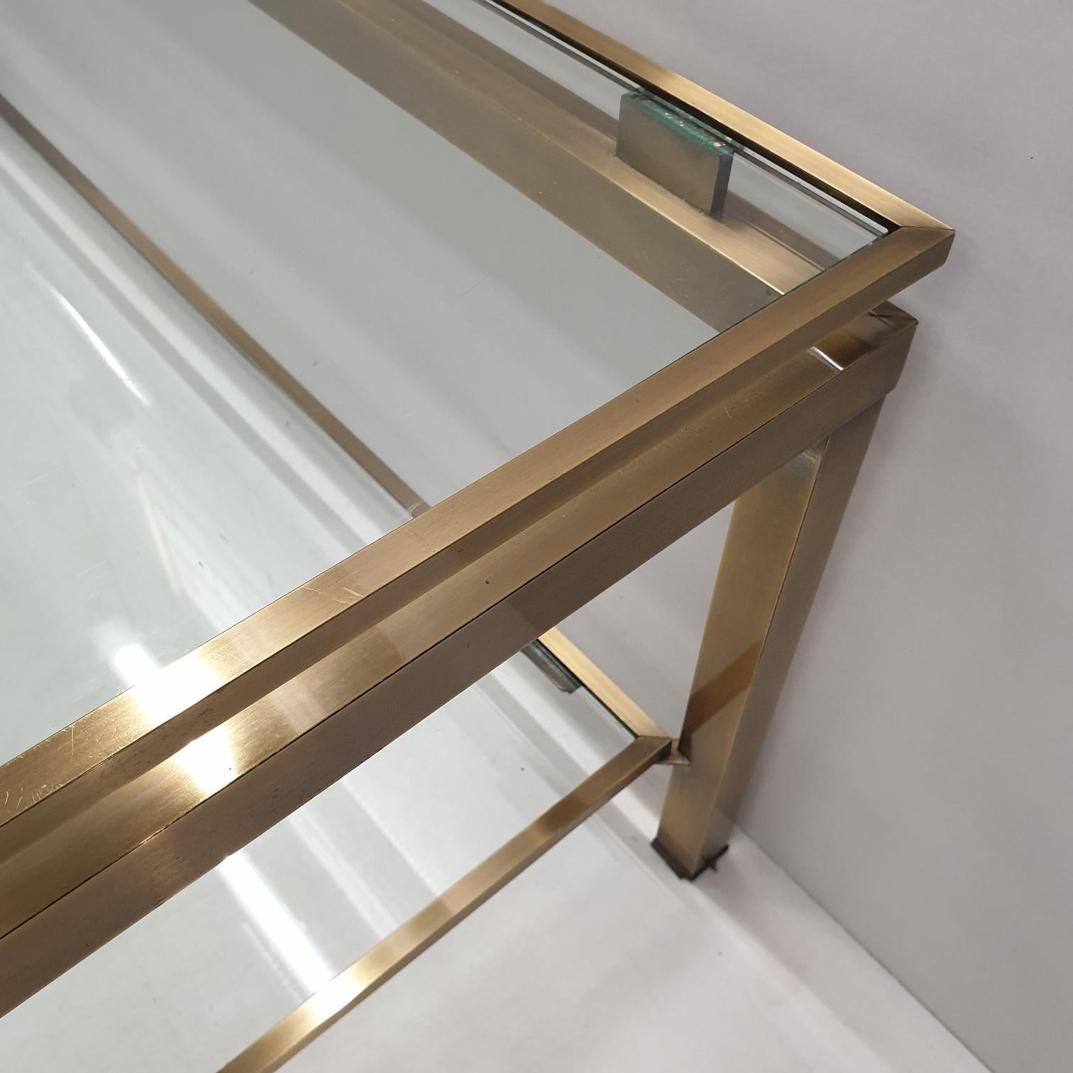Brushed Brass Rectangular 2-Tiers Coffee Table by Ben Demmers for BD Design, 1980s For Sale