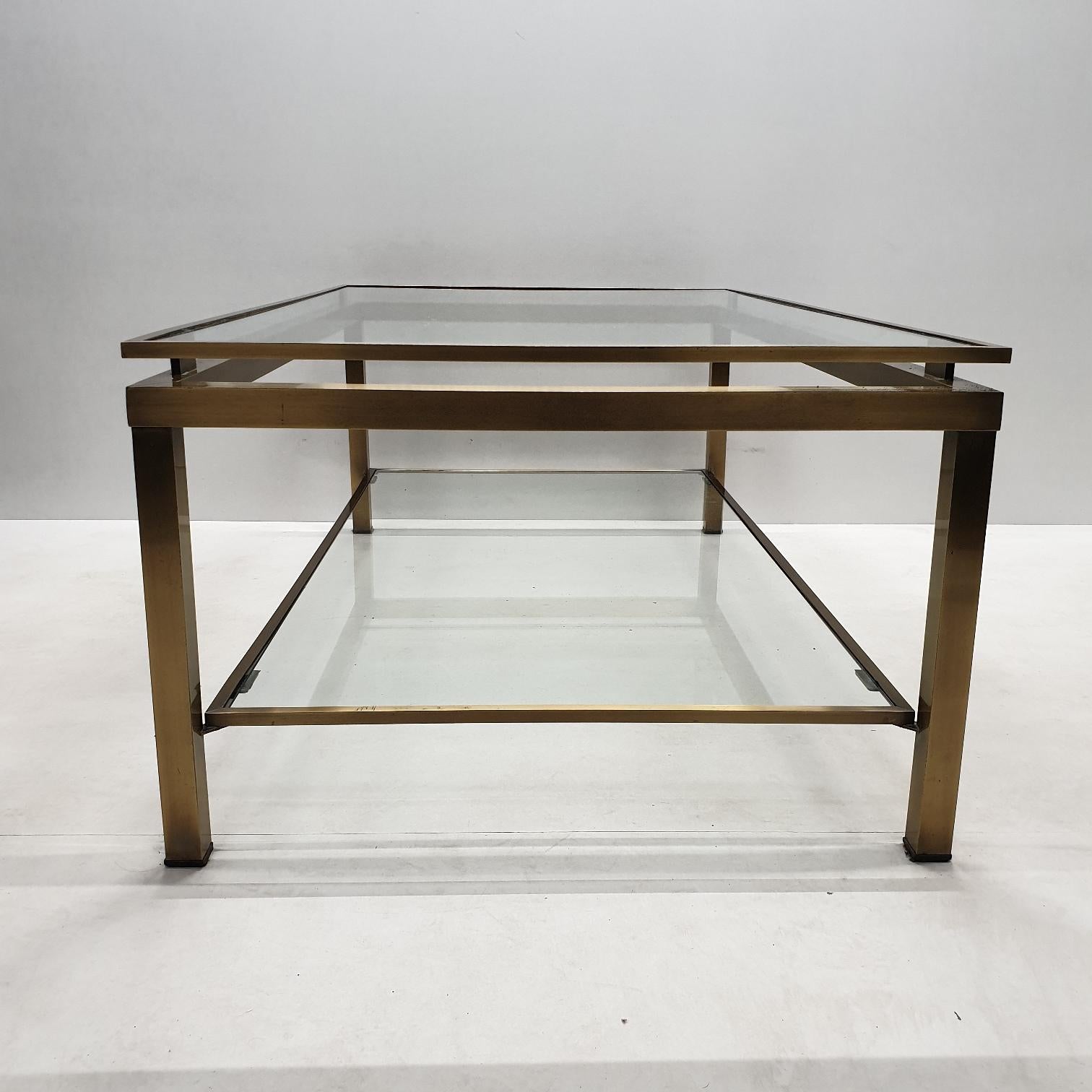 Brass Rectangular 2-Tiers Coffee Table by Ben Demmers for BD Design, 1980s For Sale 1