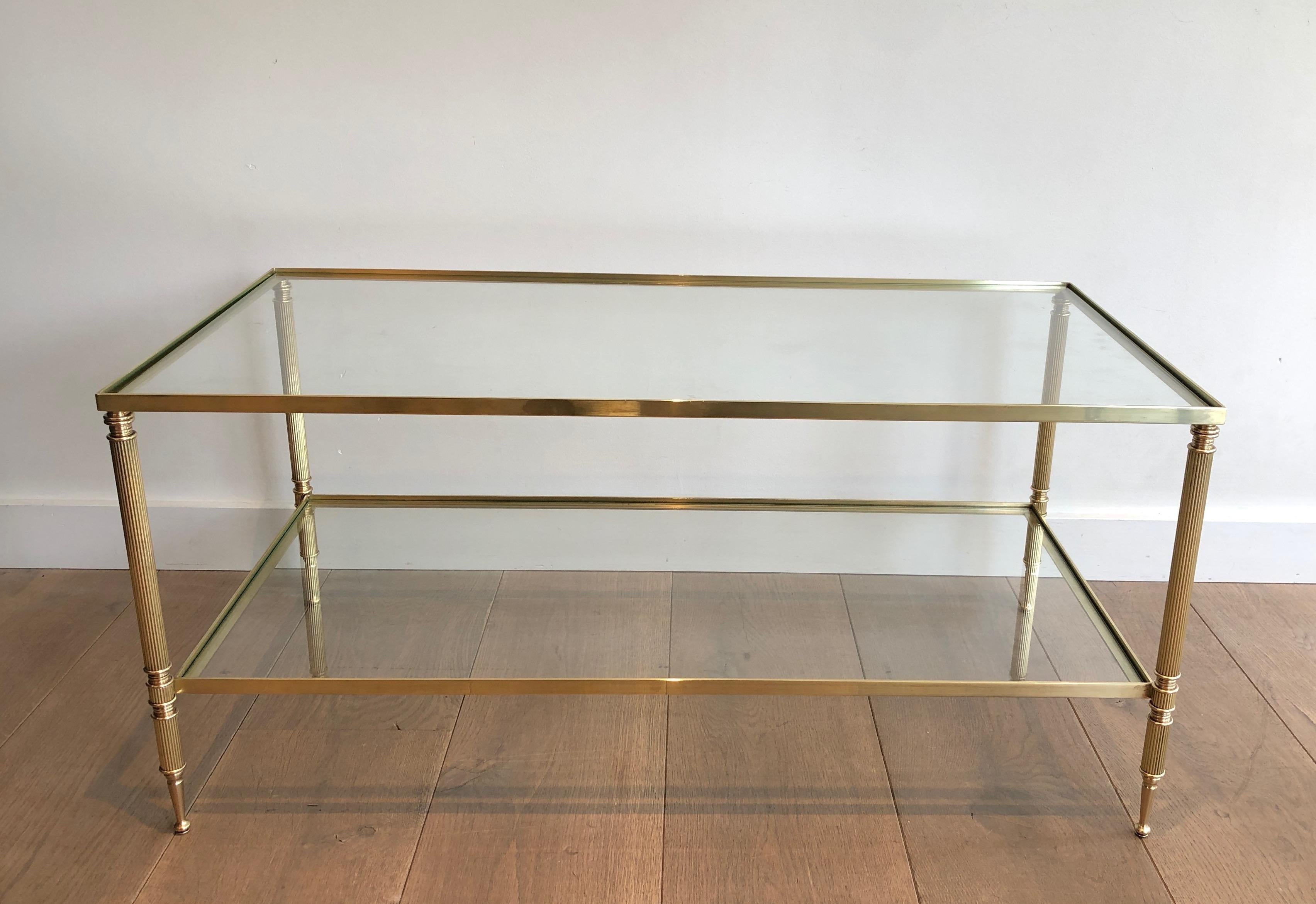 Mesa de centro rectangular de latón al estilo de la Maison Jansen, hacia 1940 en venta 4