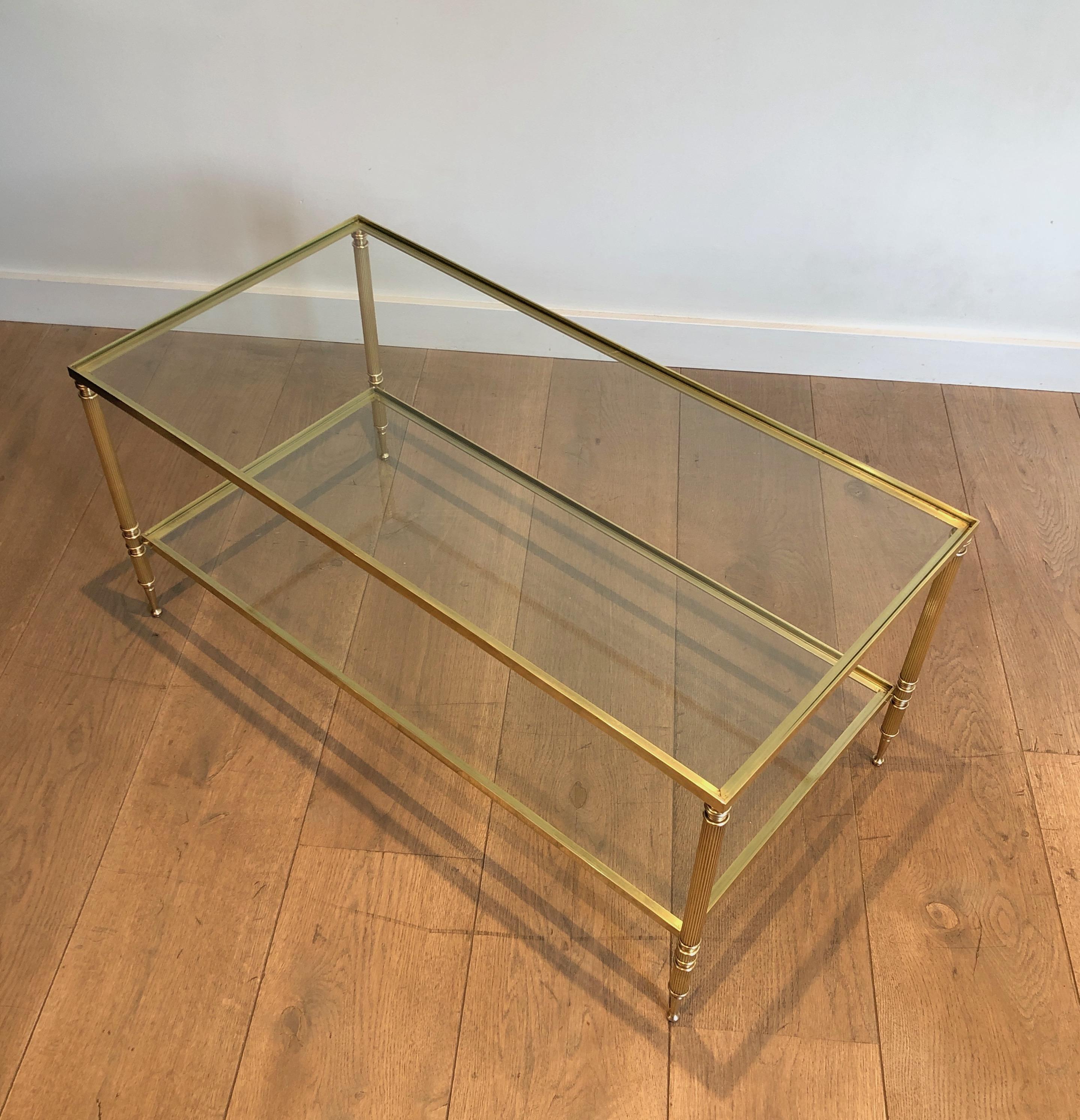 Mesa de centro rectangular de latón al estilo de la Maison Jansen, hacia 1940 en venta 5
