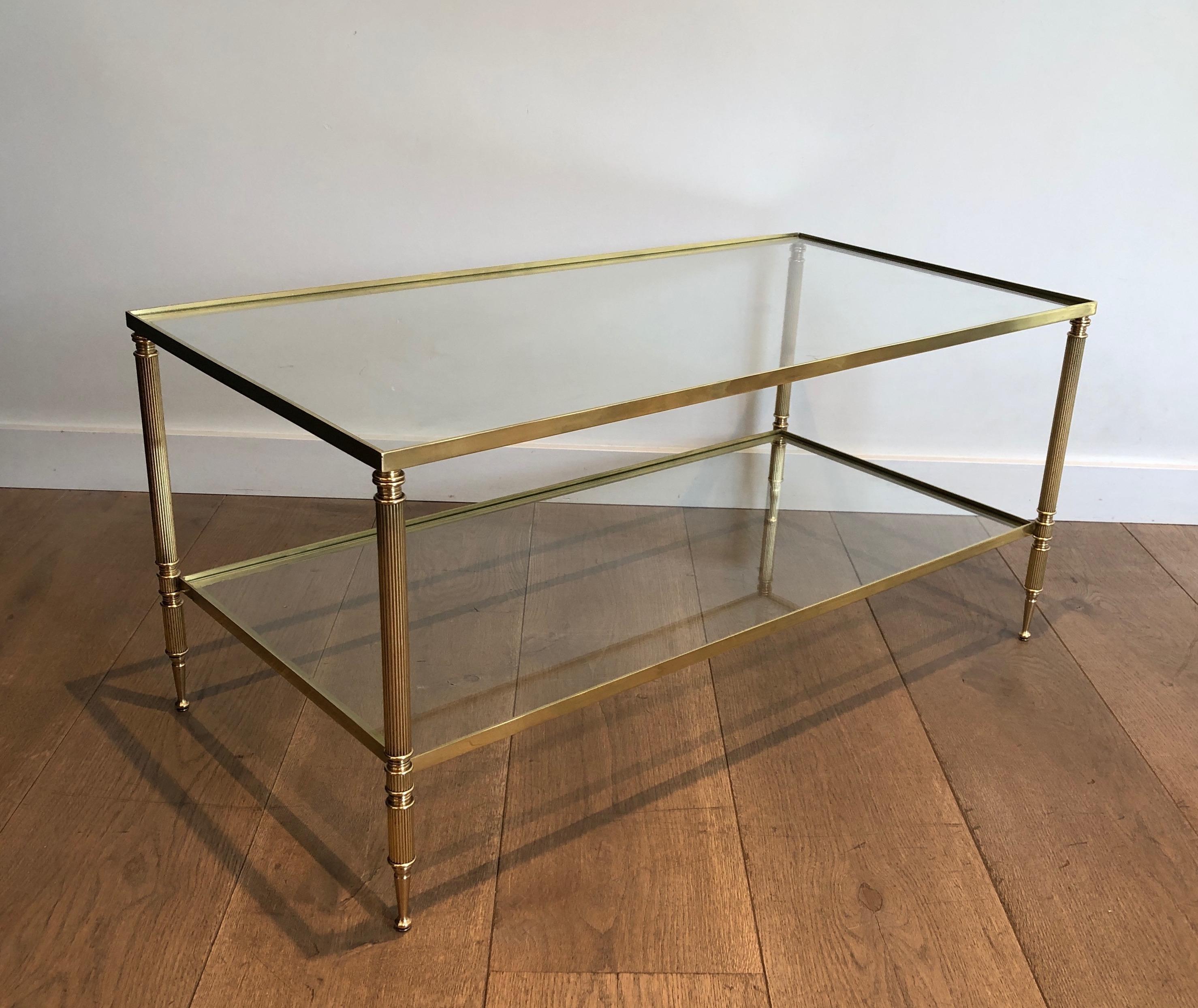 Mesa de centro rectangular de latón al estilo de la Maison Jansen, hacia 1940 en venta 12