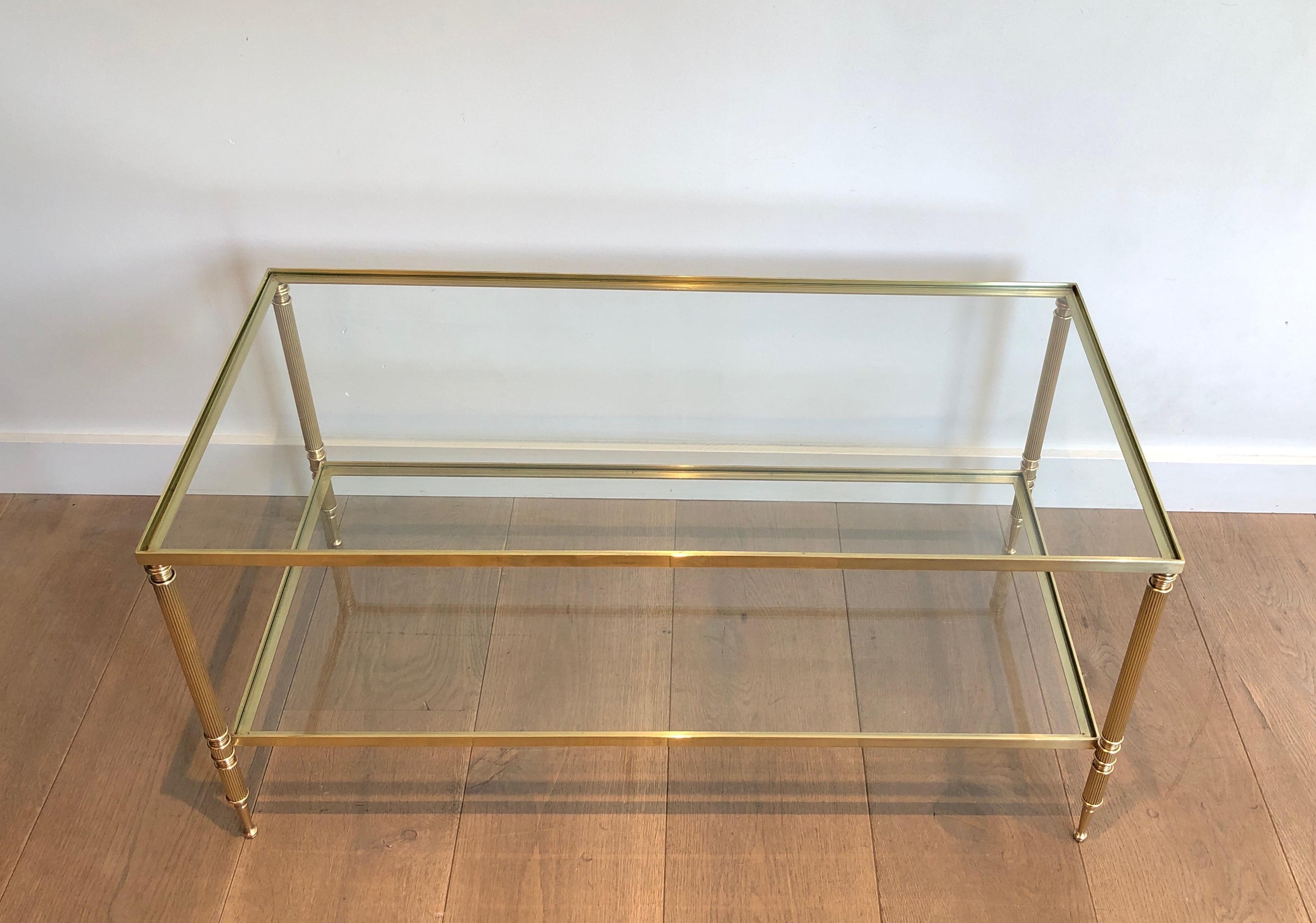 Mesa de centro rectangular de latón al estilo de la Maison Jansen, hacia 1940 en venta 13