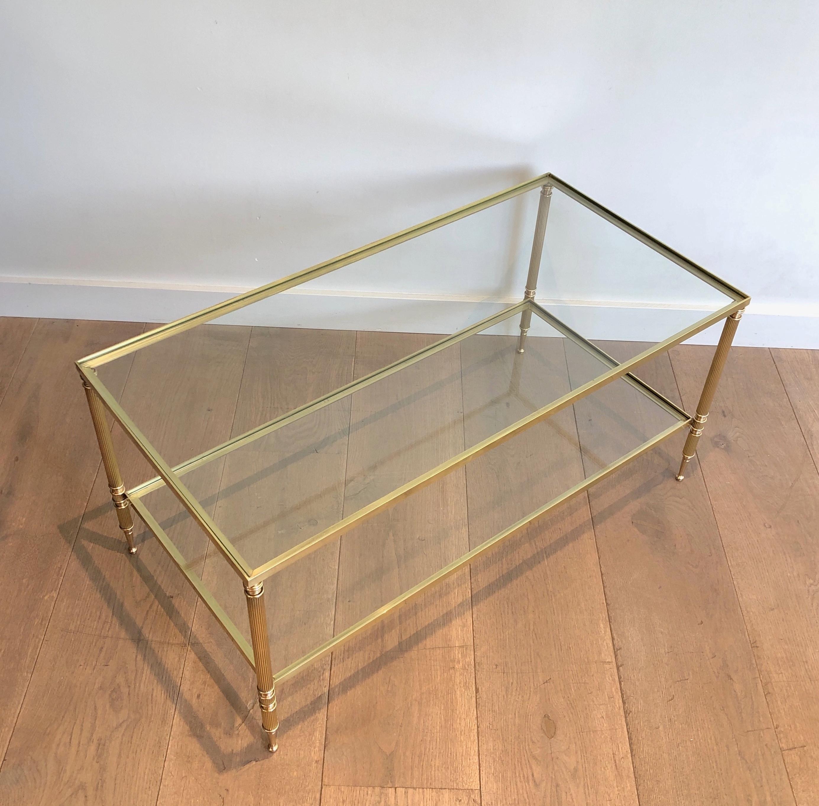 Mesa de centro rectangular de latón al estilo de la Maison Jansen, hacia 1940 Francés en venta