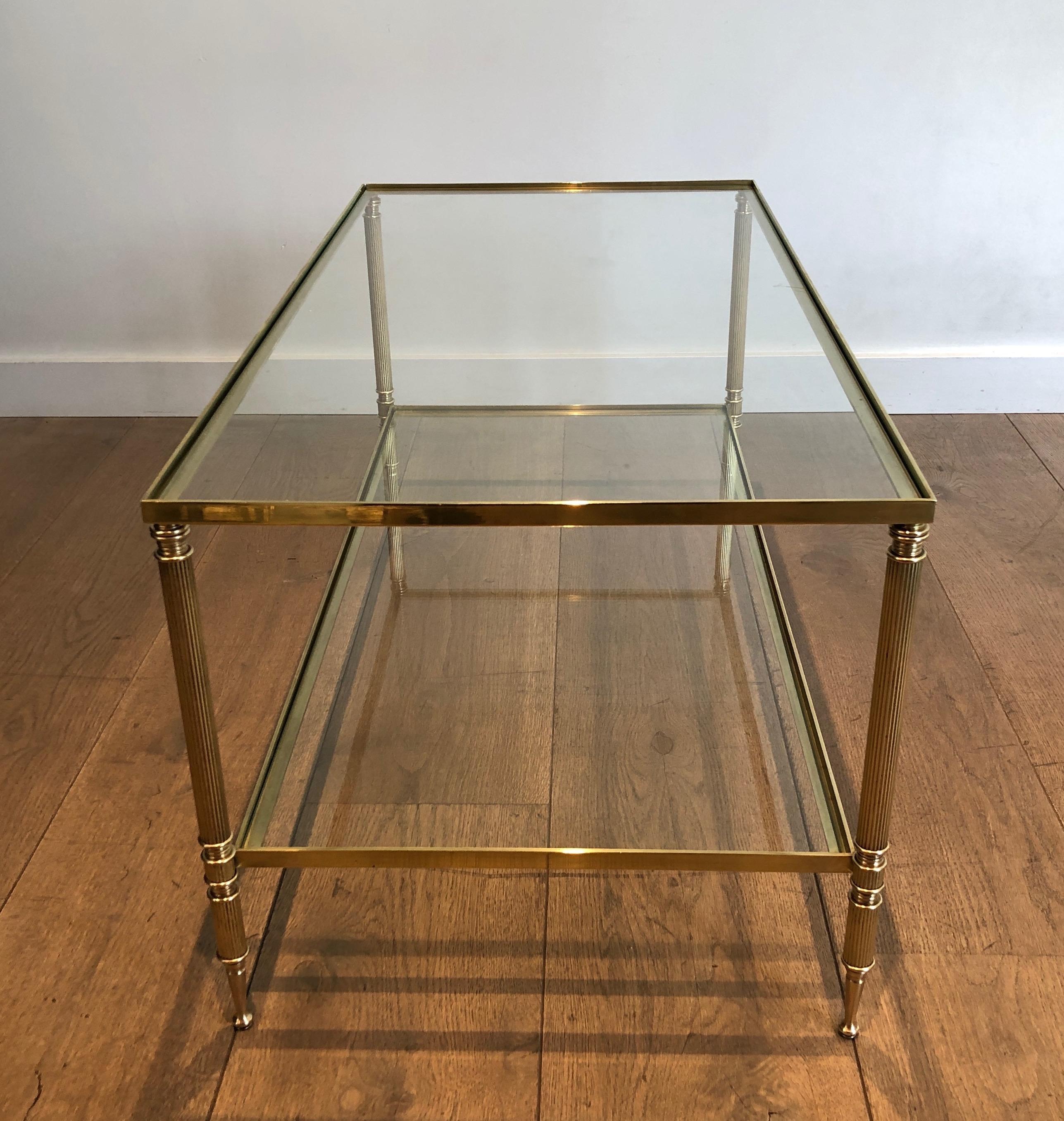 Mesa de centro rectangular de latón al estilo de la Maison Jansen, hacia 1940 siglo XX en venta