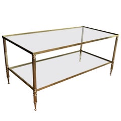 Brass Rectangular Coffee Table in the Style of Maison Jansen, circa 1940