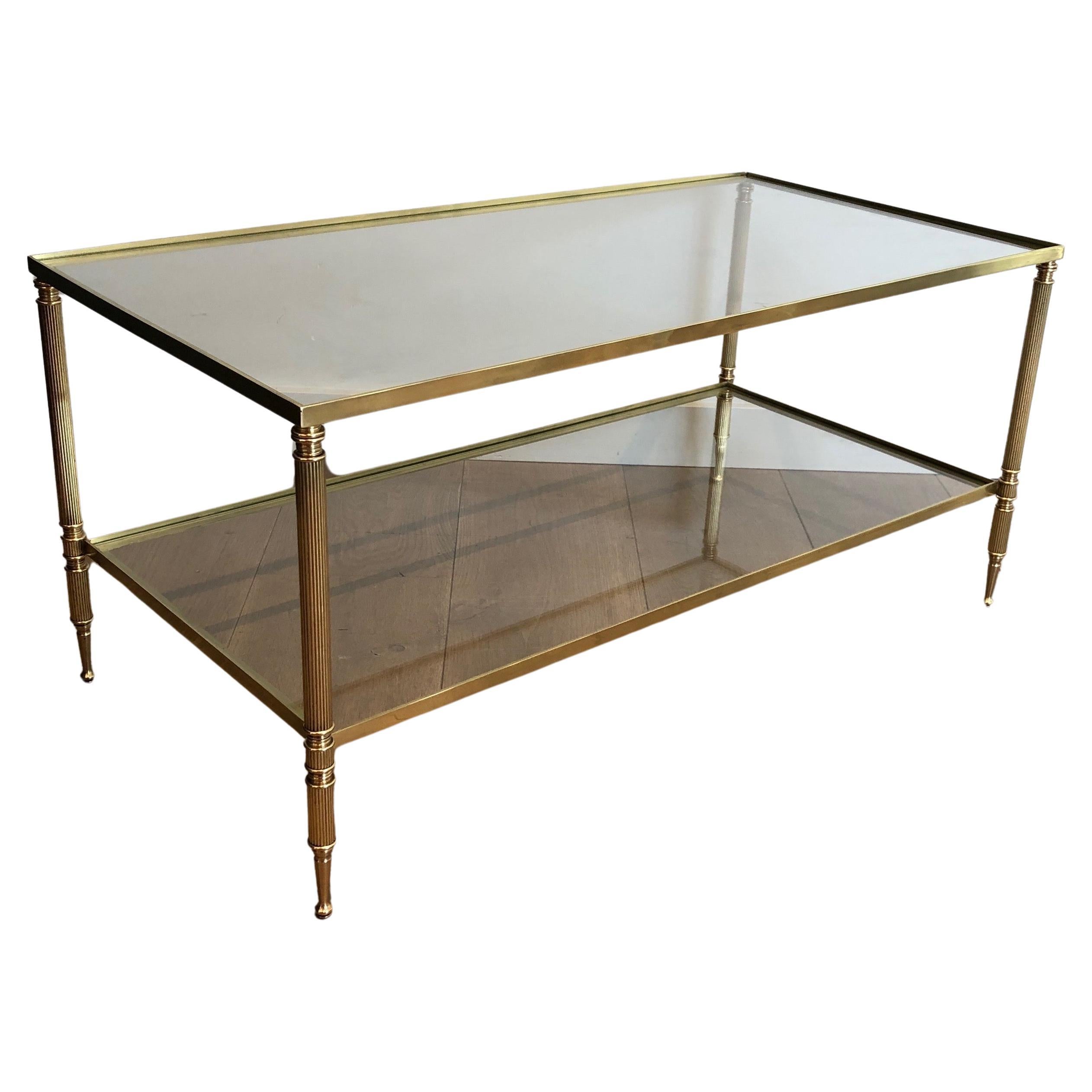 Brass Rectangular Coffee Table in the Style of Maison Jansen, circa 1940