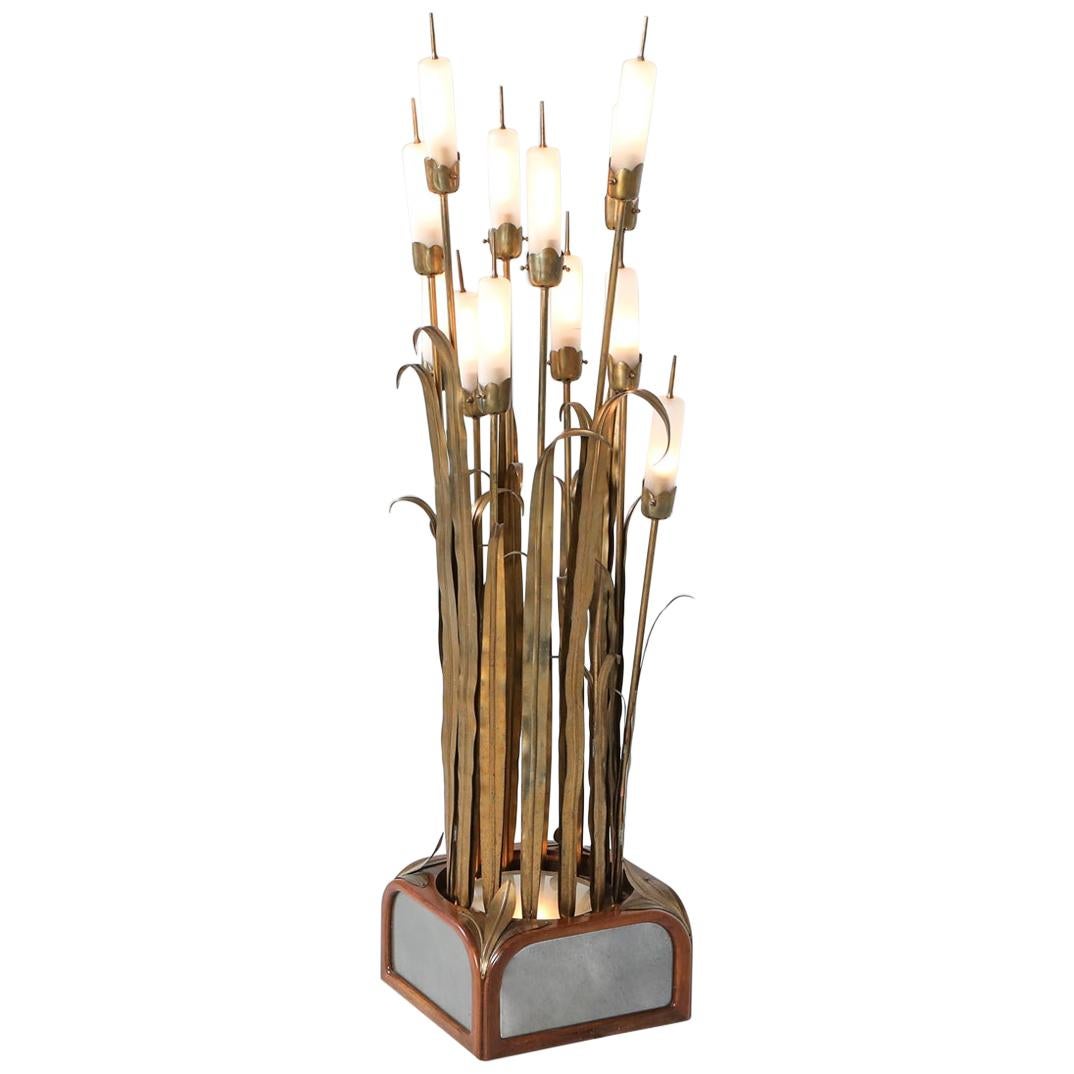 Brass Reed Floor Lamp from the 1930s