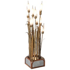 Brass Reed Floor Lamp from the 1930s