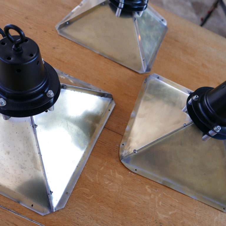 Brass Reflector Industrial Pendant Lights '3' For Sale 1