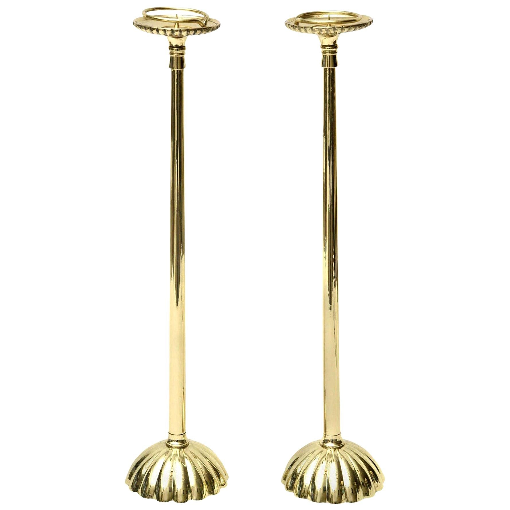 Pair of Brass German Vintage Candlesticks For Sale at 1stDibs