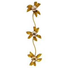 Brass Regency Flower Wall or Ceiling Light in the Style of Willy Daro, 1970's