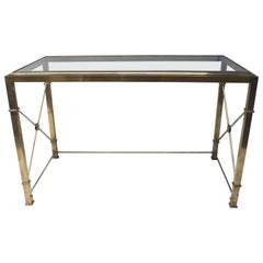 Brass Regency Style Desk with Glass Top