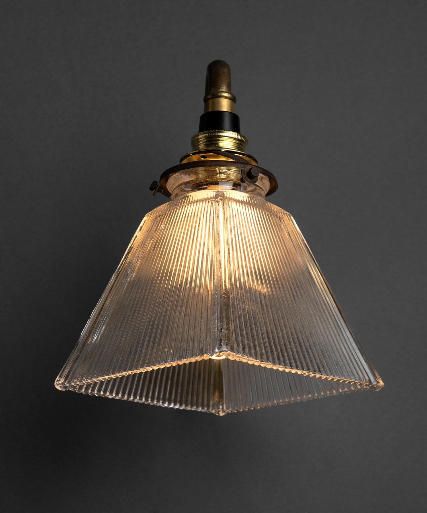 Brass & Ribbed Glass Sconce, England, circa 1920 2