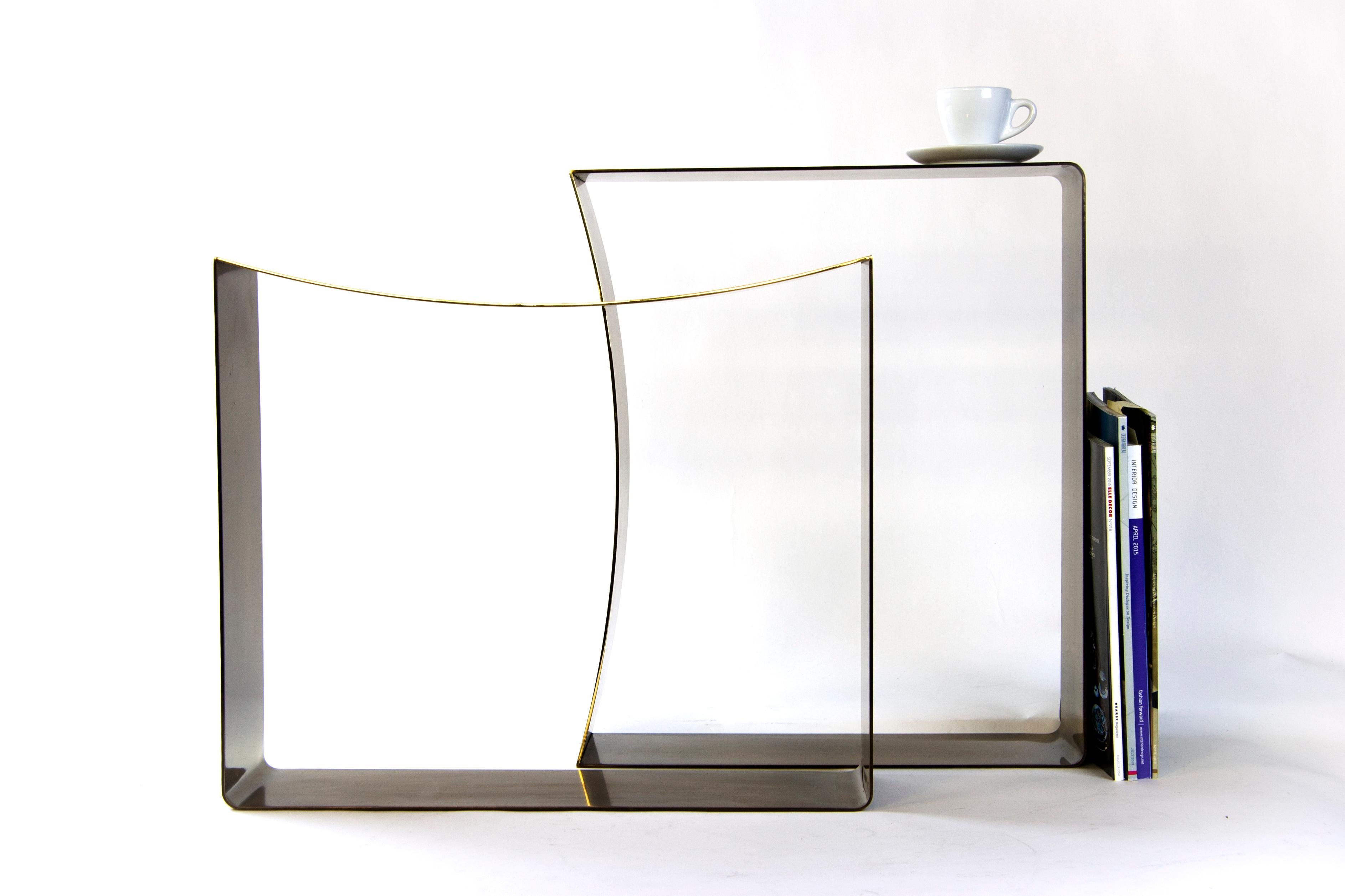 Post-Modern Brass Ribbon Stool by Gentner Design For Sale