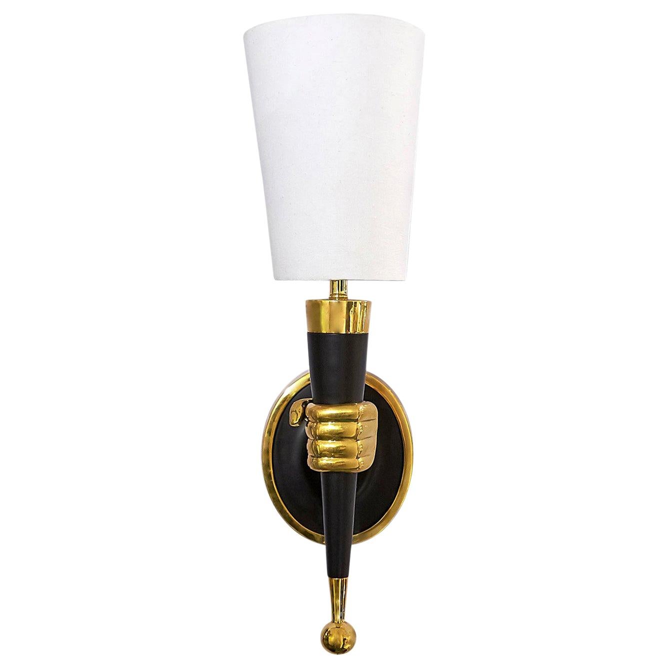 Brass Right Facing Hand Sconce