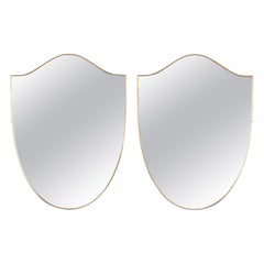 Brass Rim Frame Mirrors 'Pair', Mid-Century, Italy