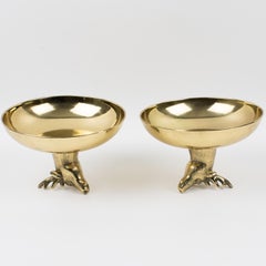 Brass Ring Holder Display Bowl Tazza with Deer Stag Head, a pair