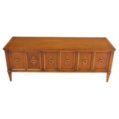 Brass Rings Drop Pulls 6 Doors 3 Compartments Low Entry Credenza Cabinet Console