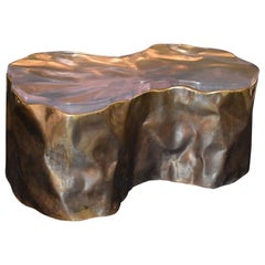 Brass "Rock Design" Coffee Table with Resin Top