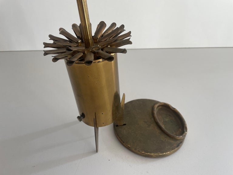 brevettato cigarette holder Brass Rocket Design Dispenser with Ashtray by Brevettato, 1960s, Italy Italian Porcelain Brevettato Lipstick/Cigarette Carousel
