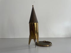 Brass Rocket Design Cigarette Dispenser with Ashtray by Brevettato, 1960s, Italy
