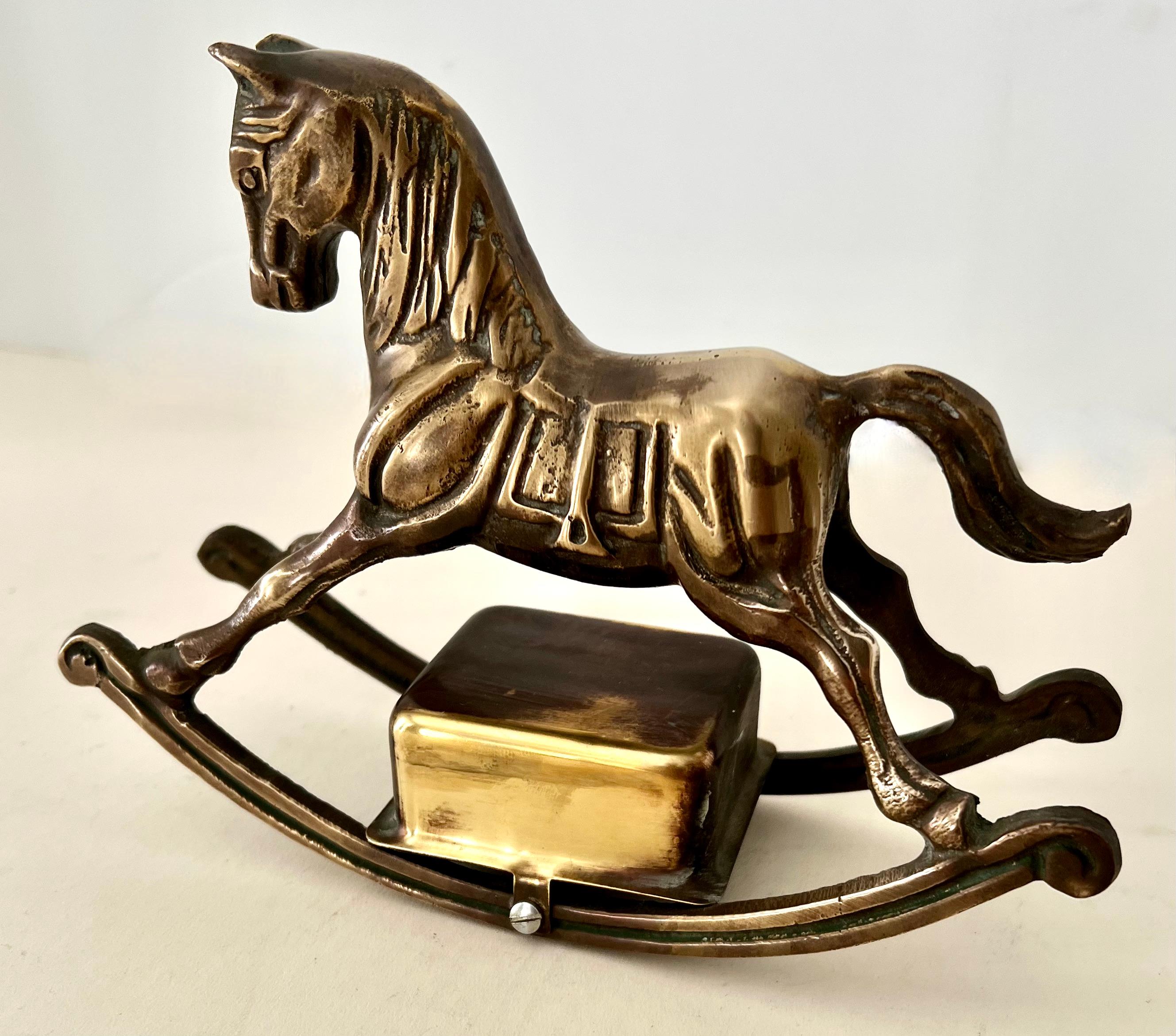 brass rocking horse figurine