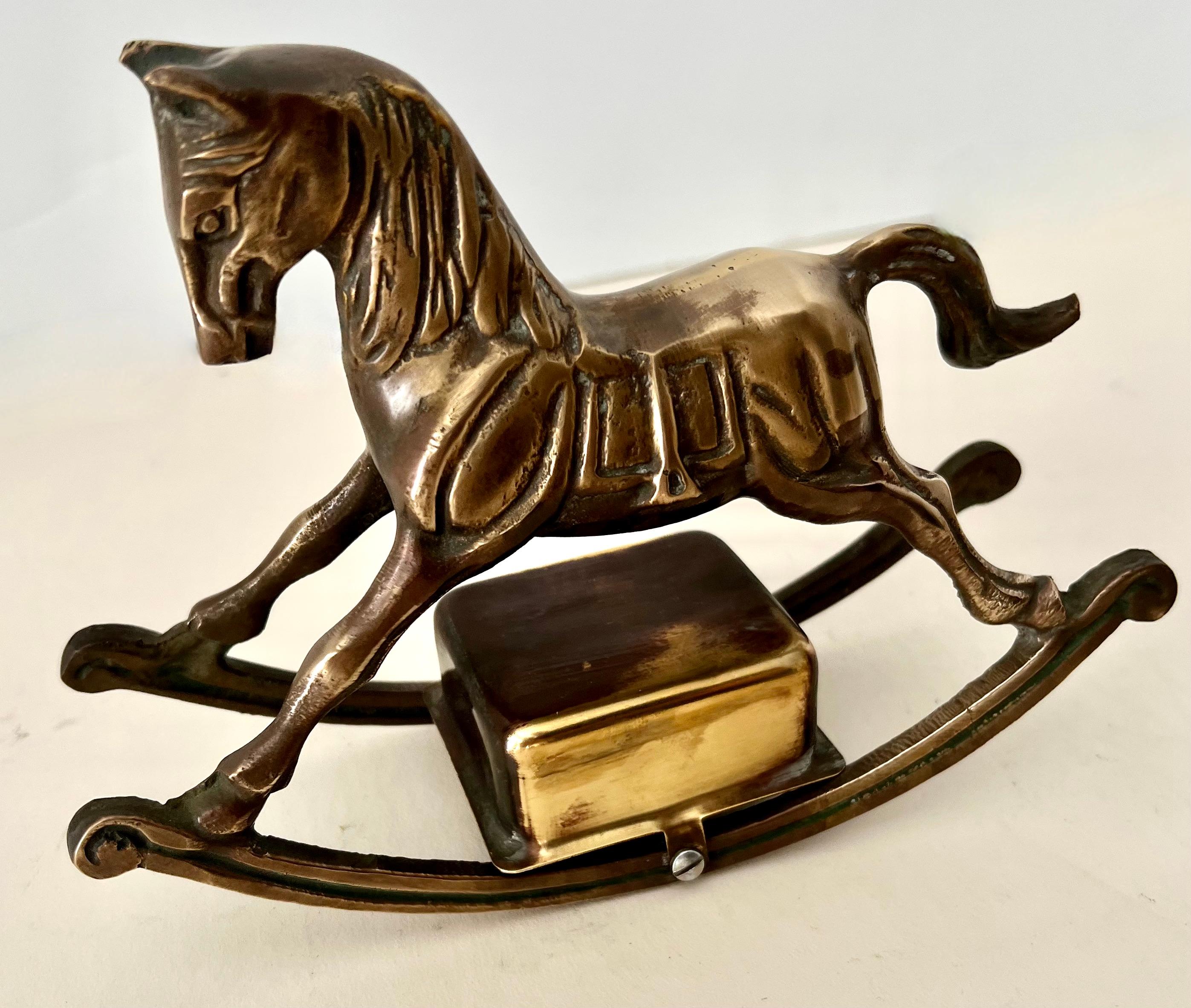 Mid-Century Modern Brass Rocking Horse Music Box