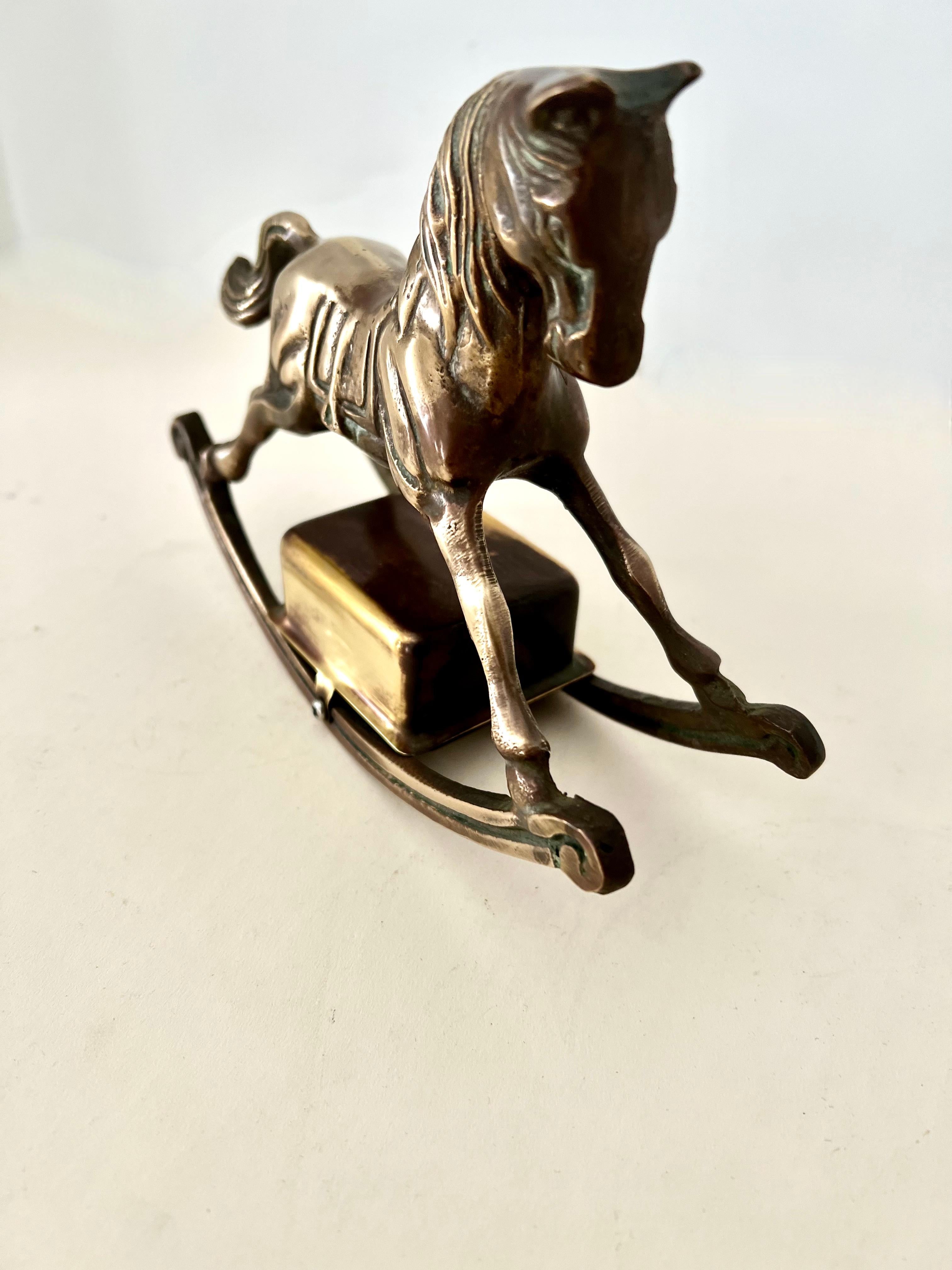 Patinated Brass Rocking Horse Music Box