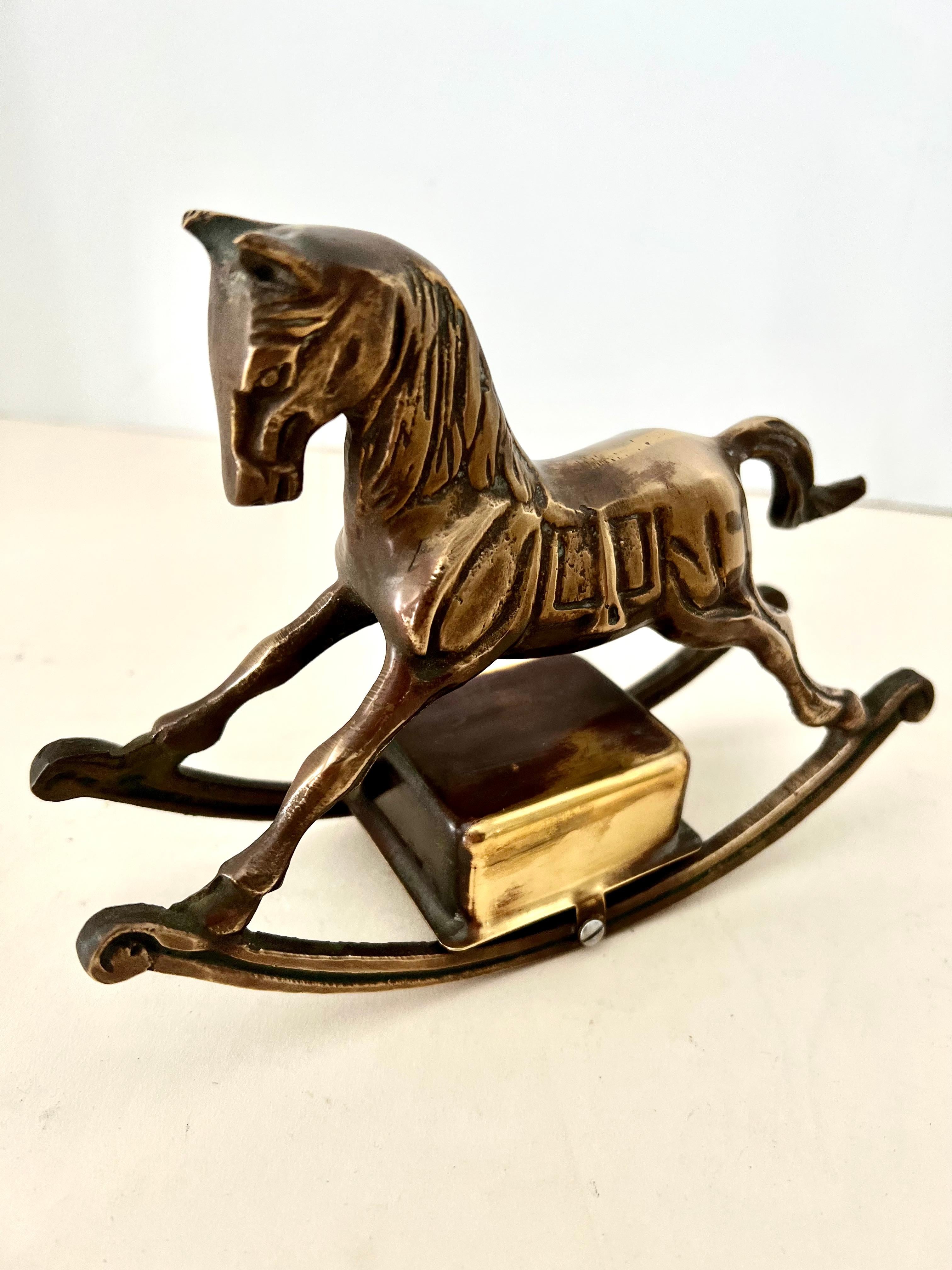 20th Century Brass Rocking Horse Music Box