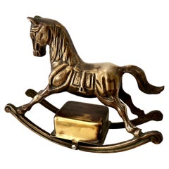 Vintage Brass Rocking Horse Music Box