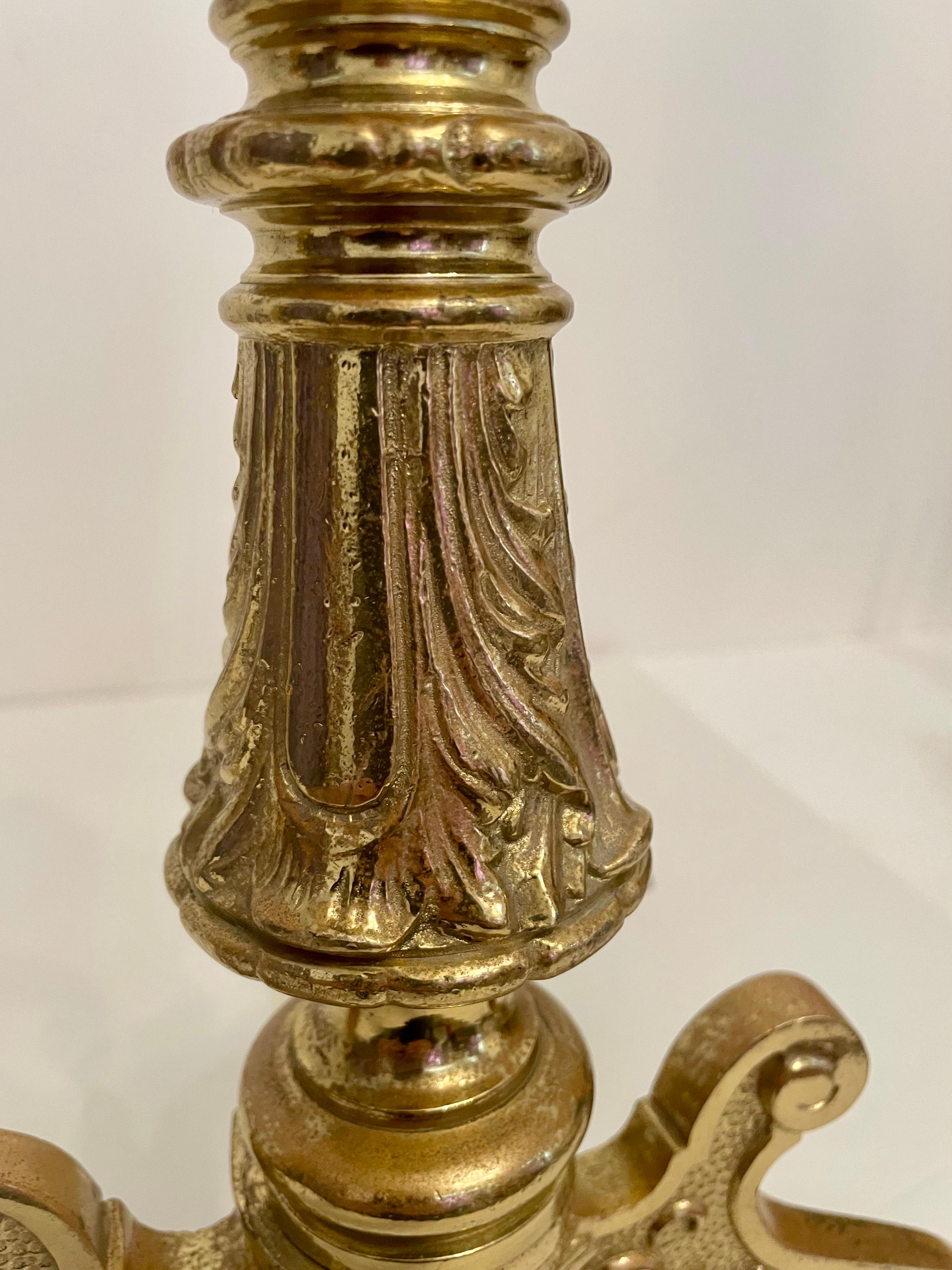 Brass Rococo Revival Andirons For Sale 5