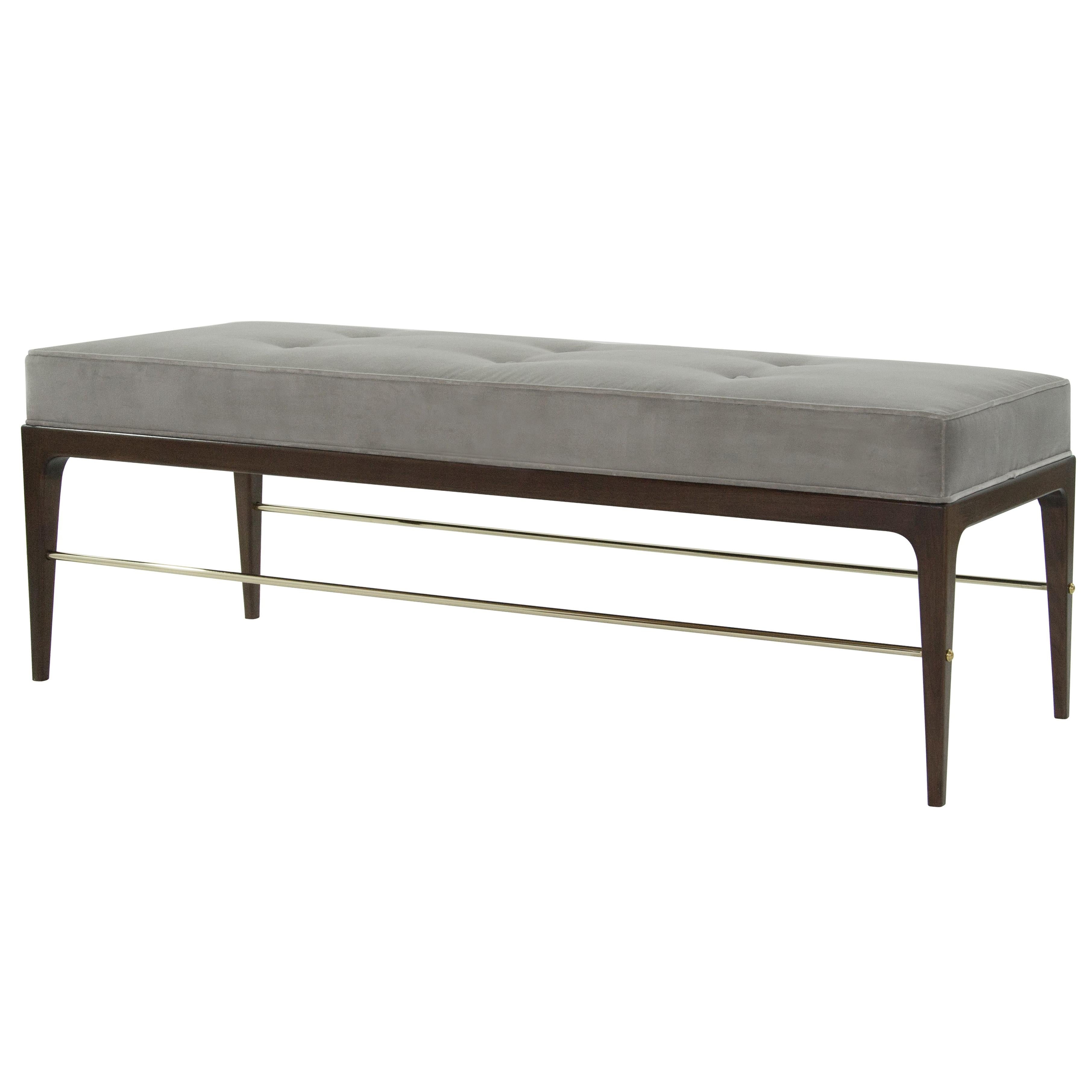 Stamford Modern's Linear Bench in Grey Velvet