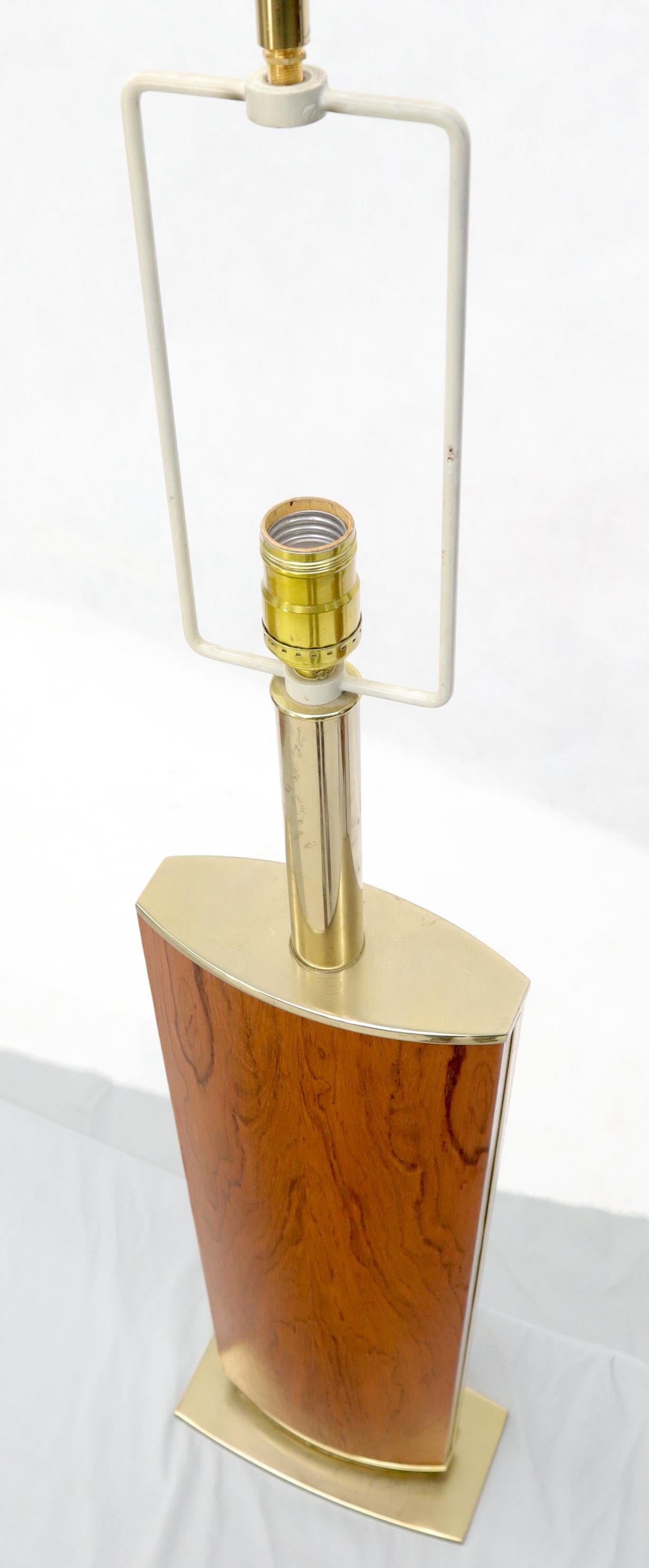 Lacquered Brass and Rosewood Boat Shape Base Table Lamp For Sale