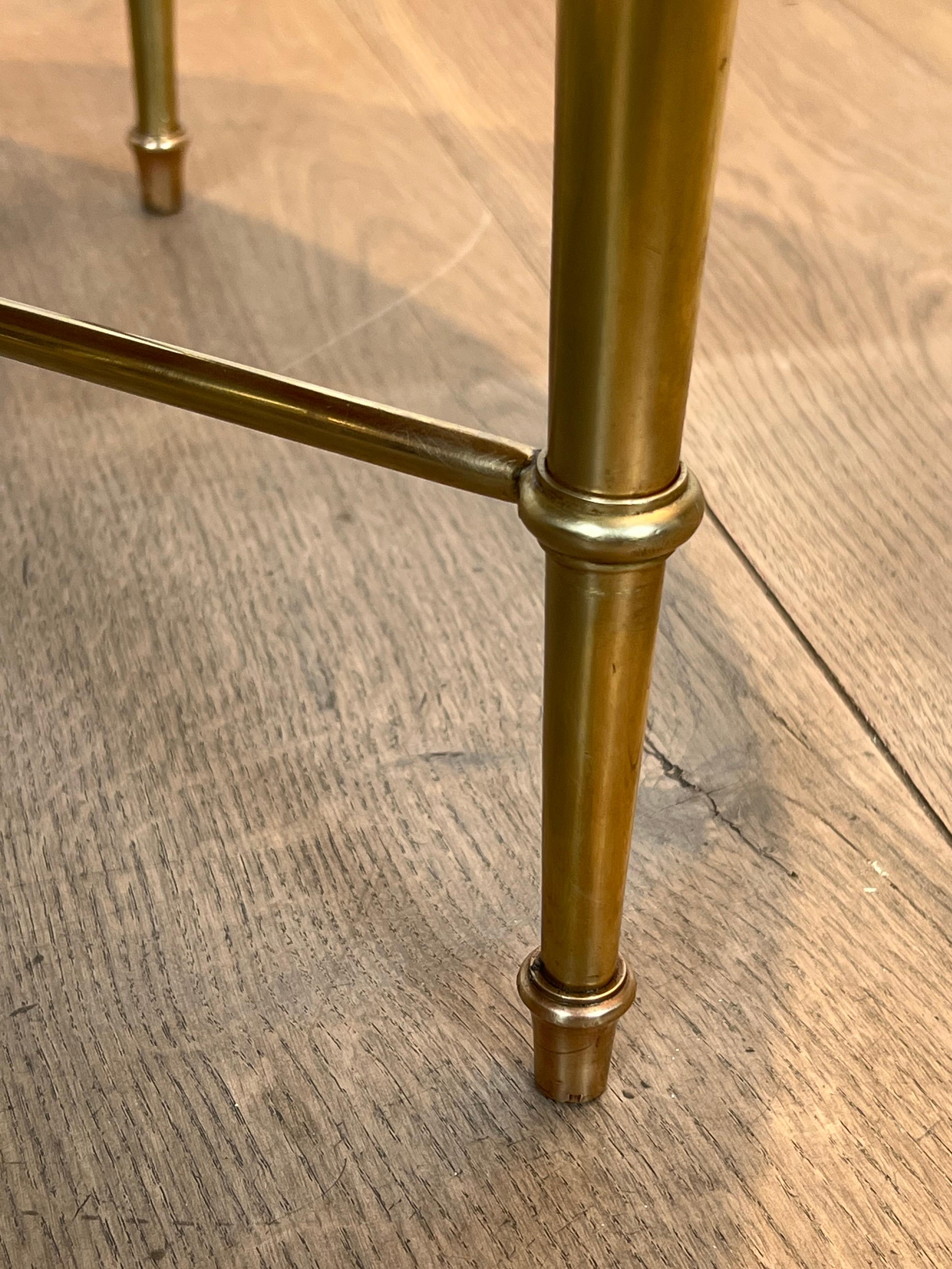 Brass Round Coffee Table with Marble Top by Maison Ramsay For Sale 5