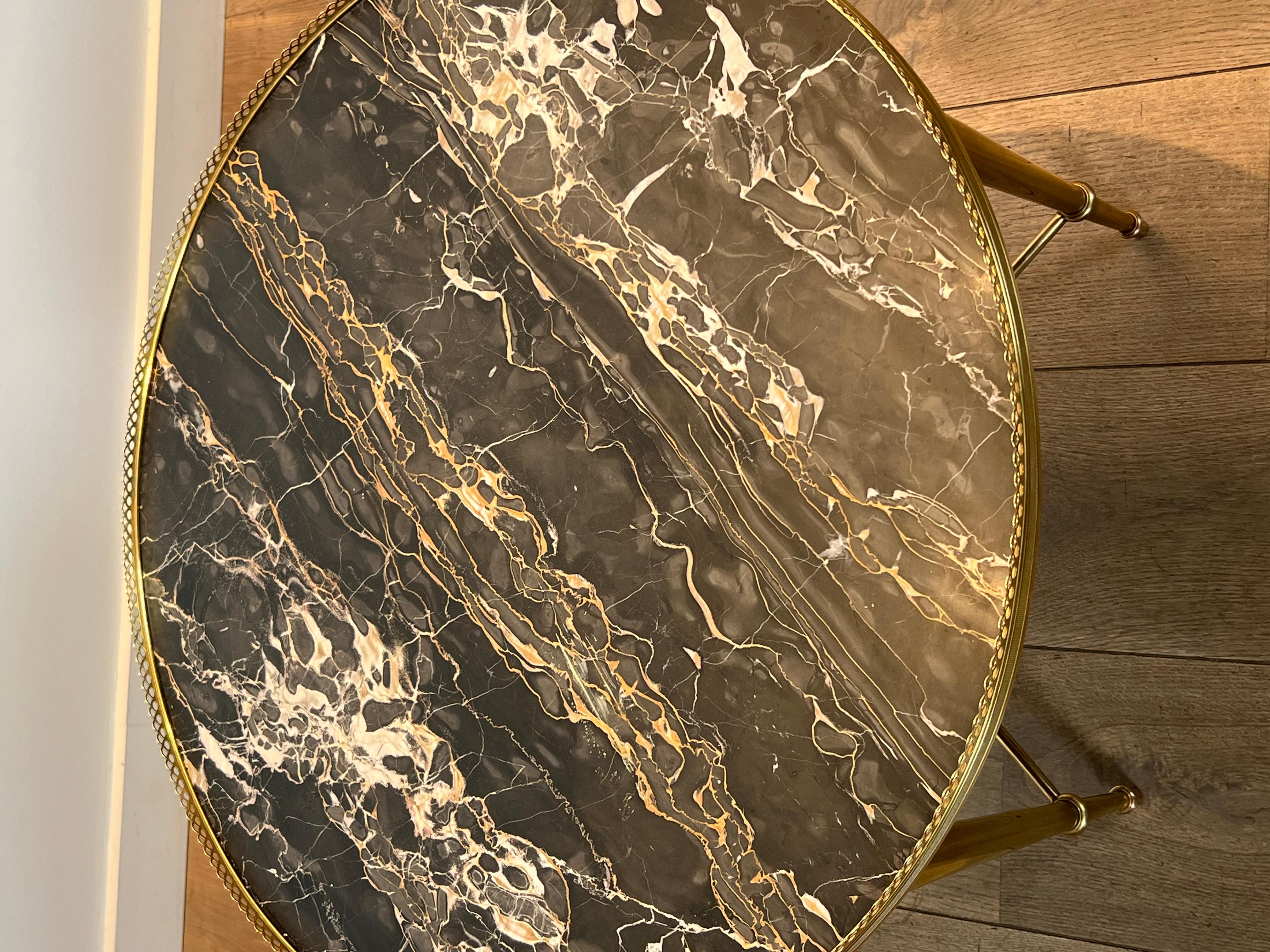 Brass Round Coffee Table with Marble Top by Maison Ramsay For Sale 9