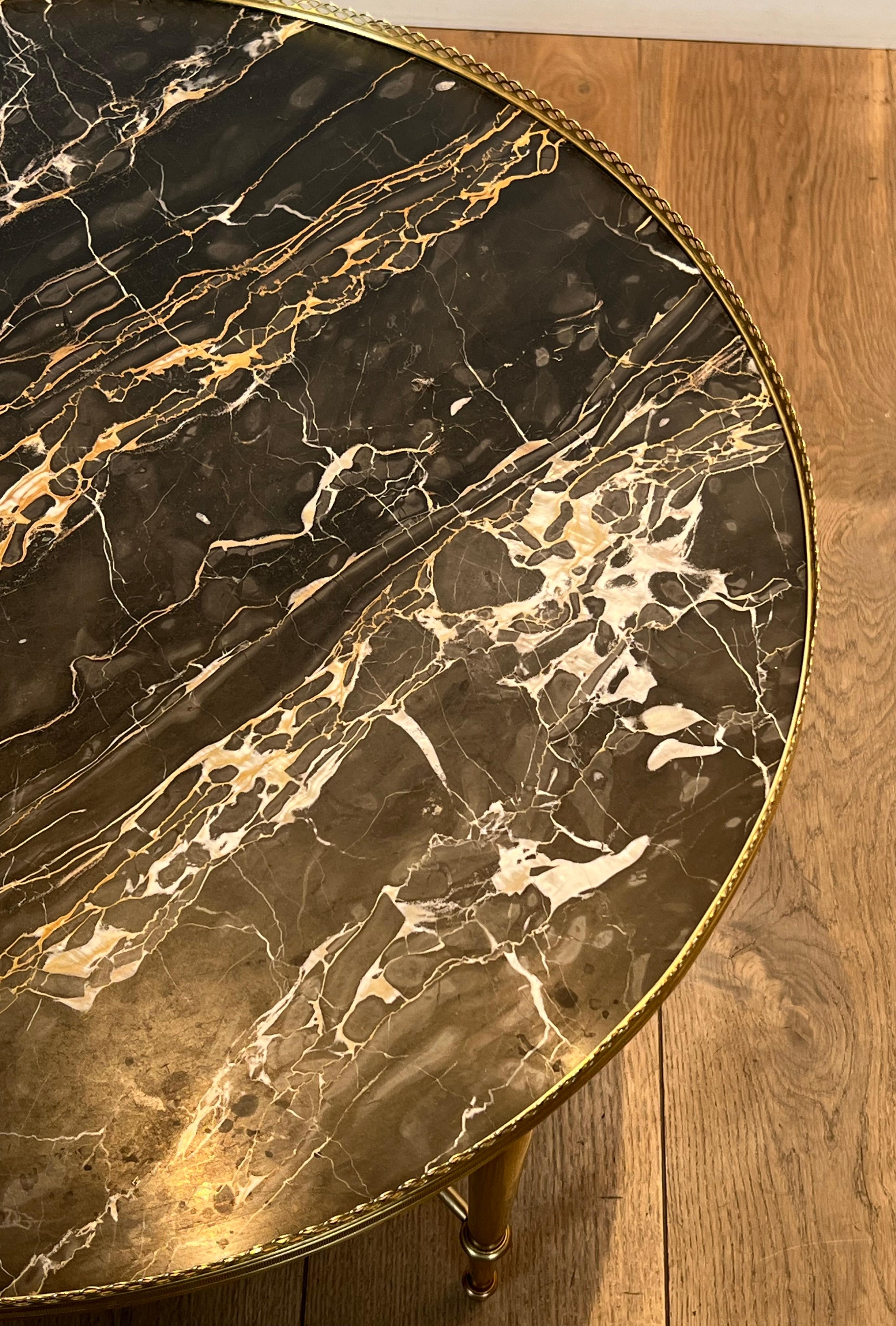 Brass Round Coffee Table with Marble Top by Maison Ramsay For Sale 10