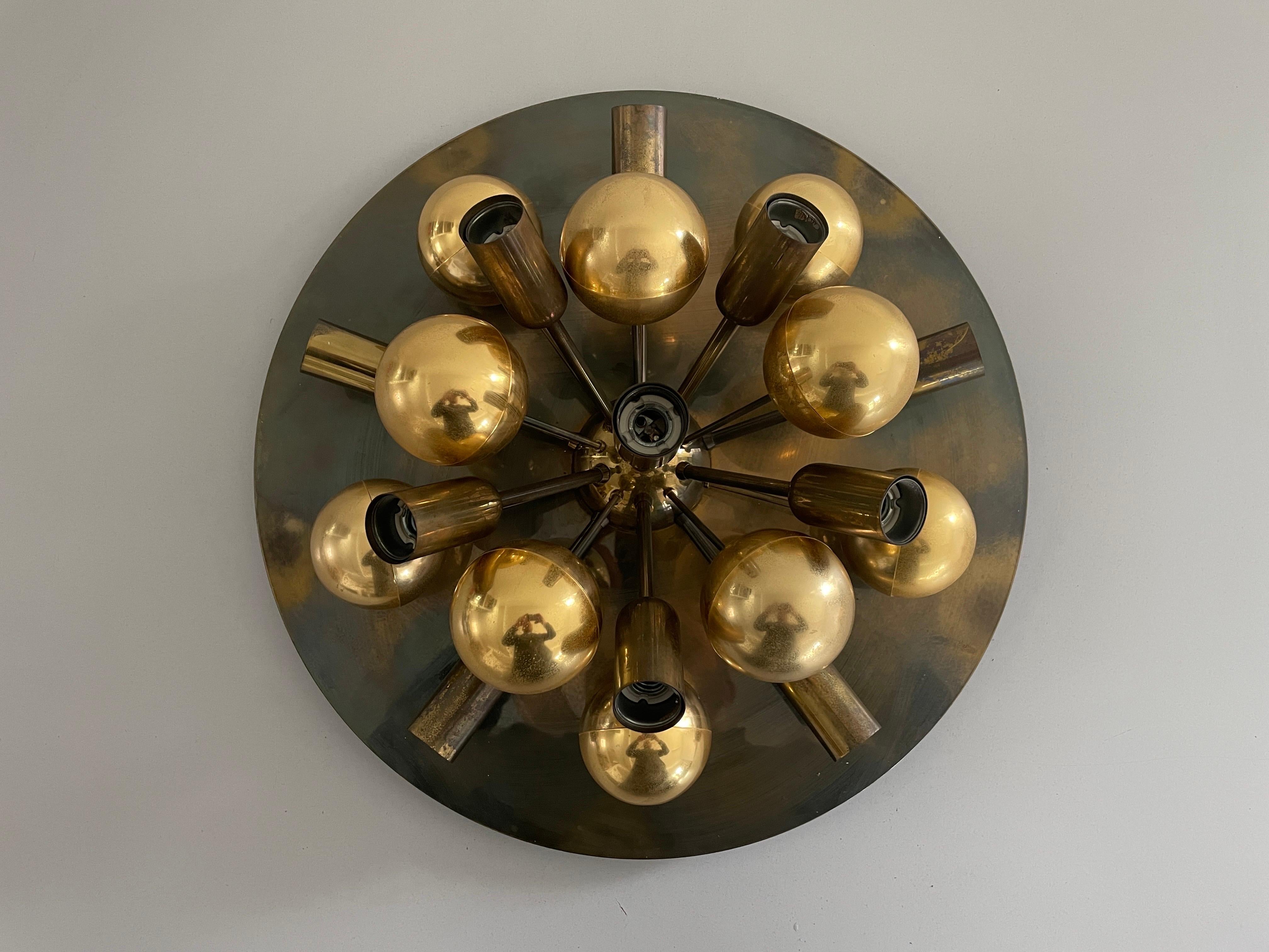Ère spatiale Plafonnier atomique en laiton de Cosack, 1970, Allemagne en vente