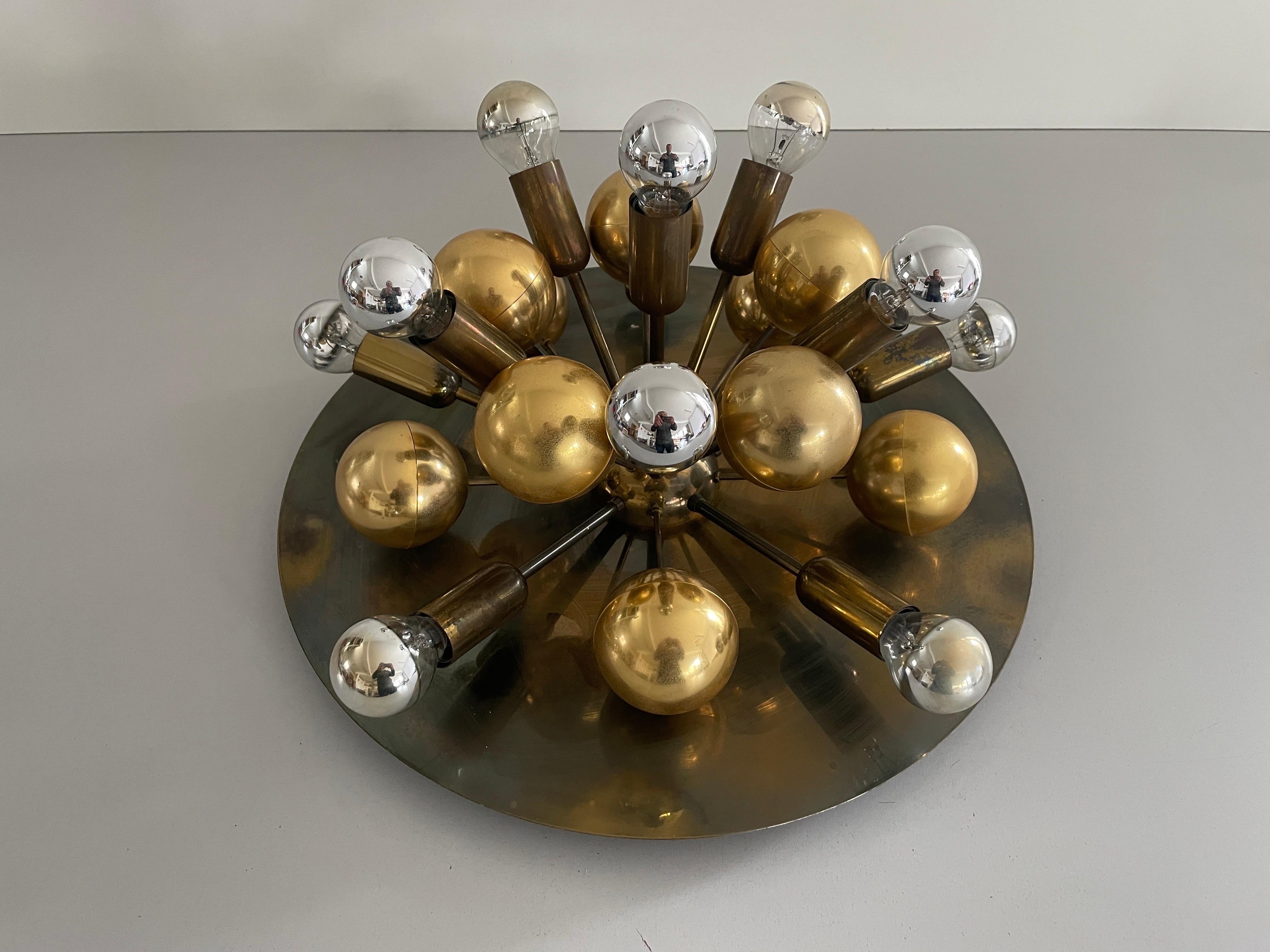 Métal Plafonnier atomique en laiton de Cosack, 1970, Allemagne en vente