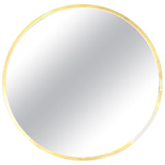 Brass Round Large Mid Century Modern Wall Mirror