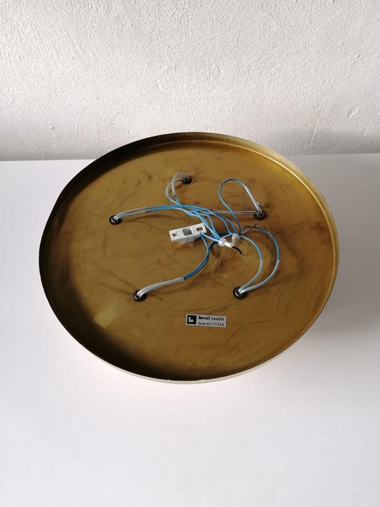 Brass Round Minimalist 5 Socket Ceiling Lamp by Beisl Leuchte, 1960s Germany For Sale 5