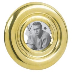 Brass Round Picture Frame, Italy 1970s