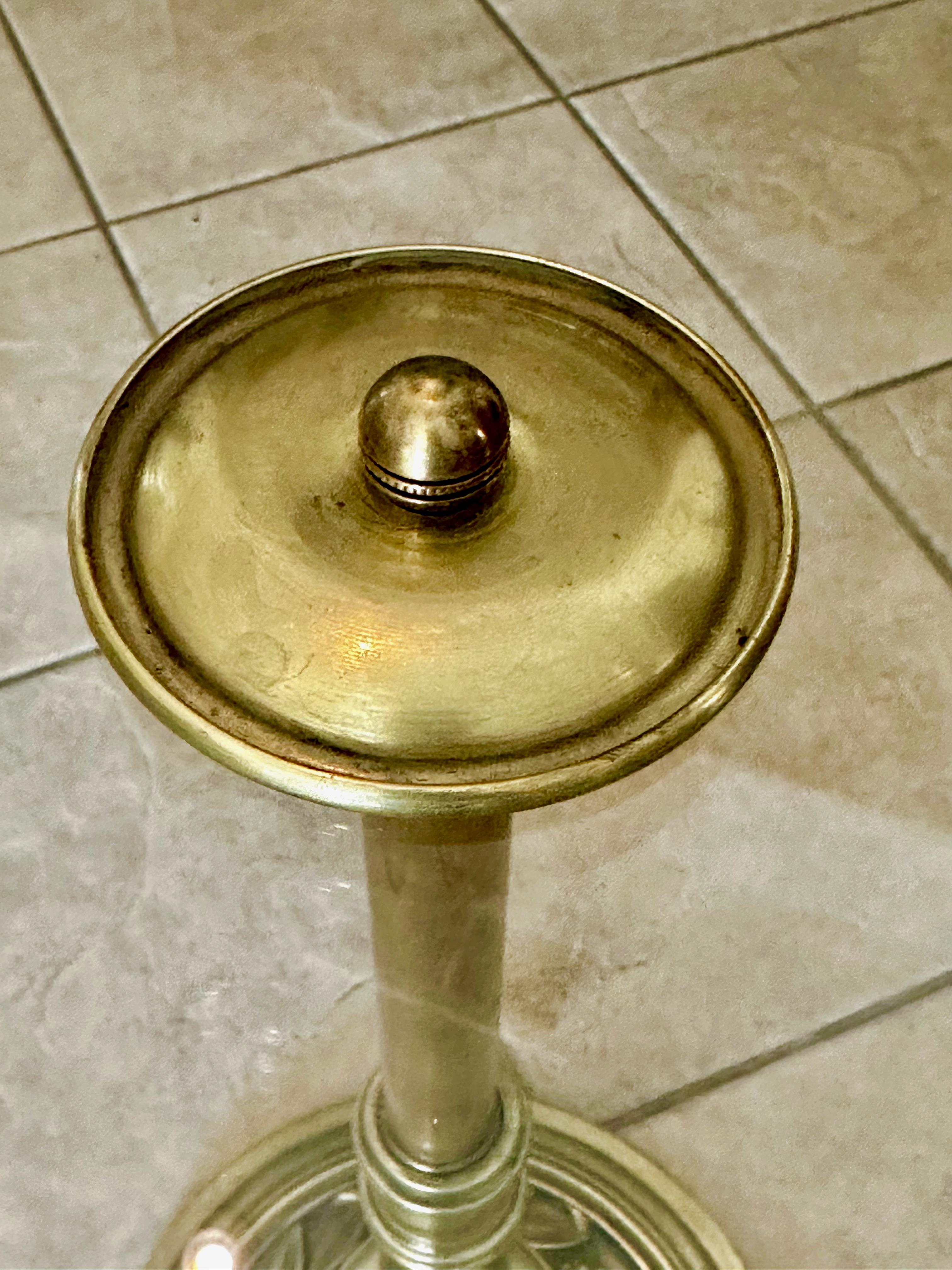 Brass Embossed Leaf Round Side End Table For Sale 7