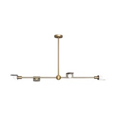 Brass "Route I" Pendant Light, Square in Circle