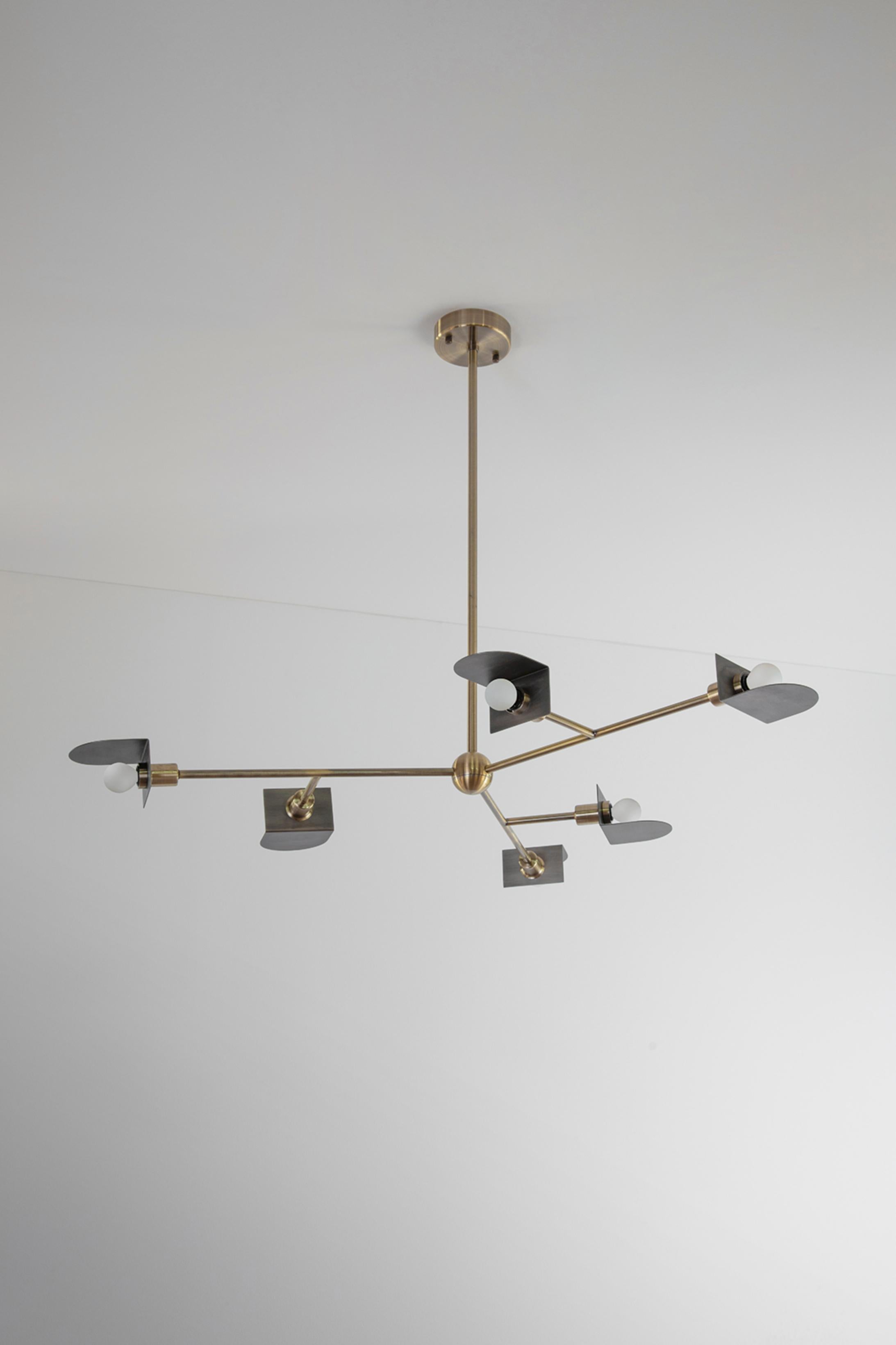 Modern Brass Route II Chandelier by Square in Circle For Sale