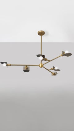 Brass "Route II" Chandelier, Square in Circle