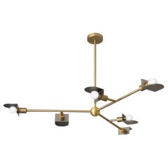 Brass "Route II" Chandelier, Square in Circle