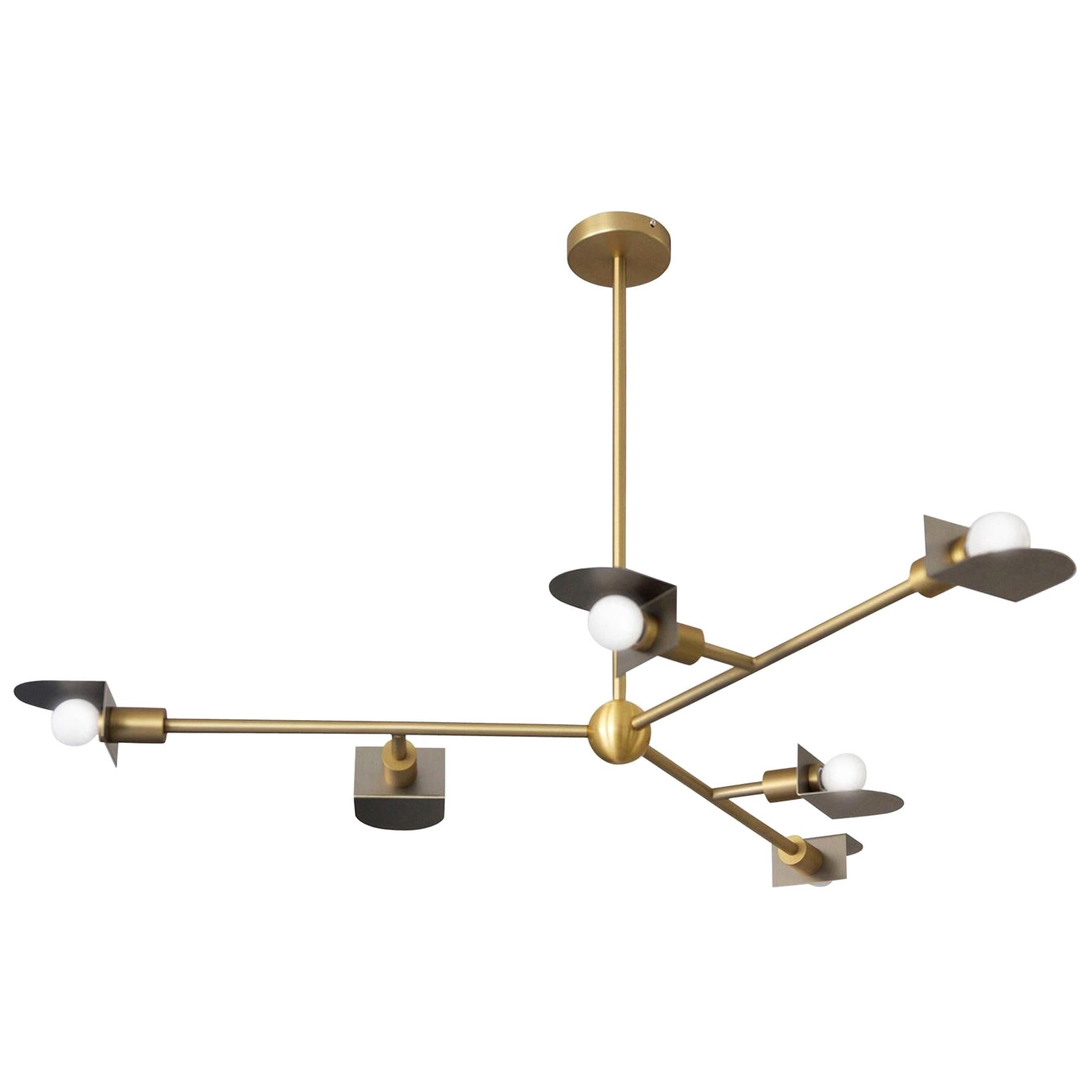 Brass "Pole Dance" Pendant Light, Square in Circle For Sale at 1stDibs